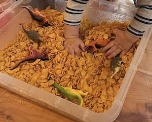 Easy Toddler Sensory Play with Cornflakes