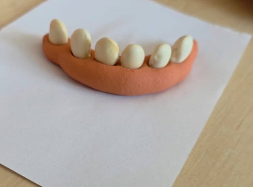 fun dental health preschool activity using playdough and beans