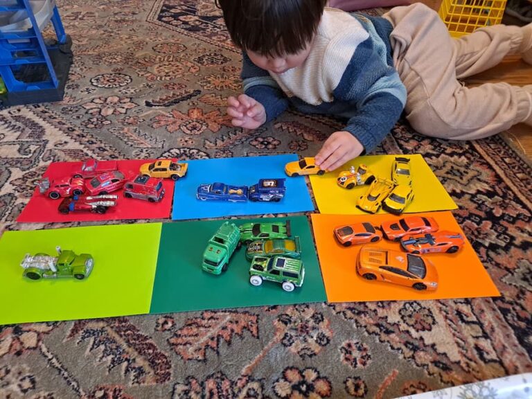 simple toy car sorting game is a fun and engaging way to help little kids learn colors while playing with their favorite toys
