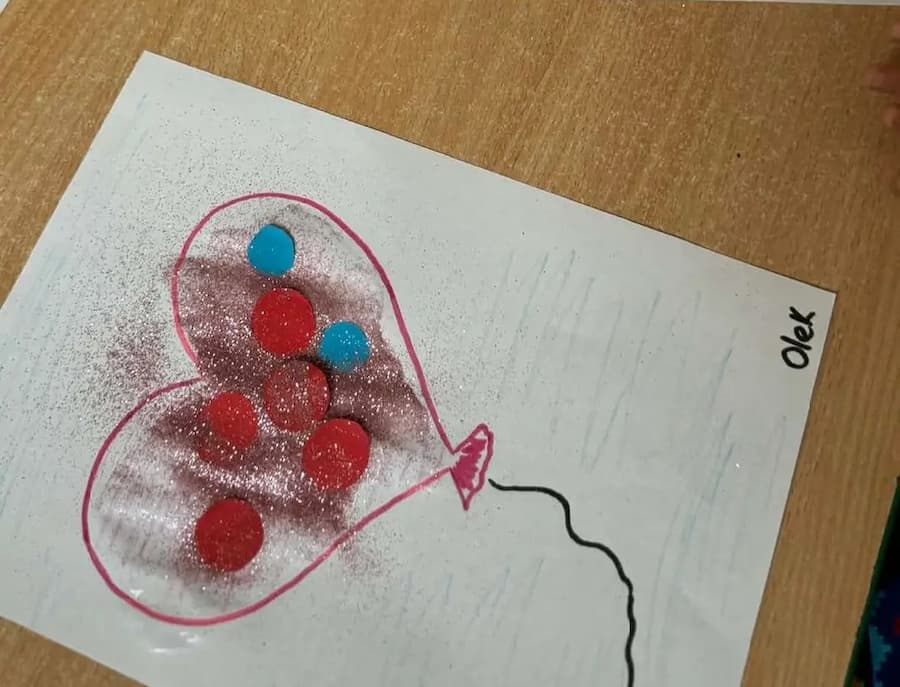 easy heart crafts for toddlers glitter heart balloon collage activity