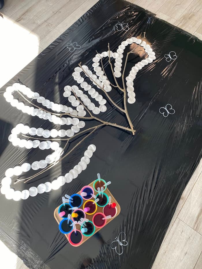 Easy Tree Branch Crafts for Kids Using Cotton Pads