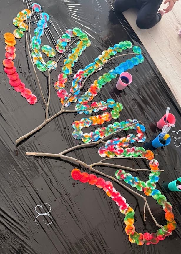 Easy Cotton Pad Painting for Kids (Simple Tree Branch Craft)