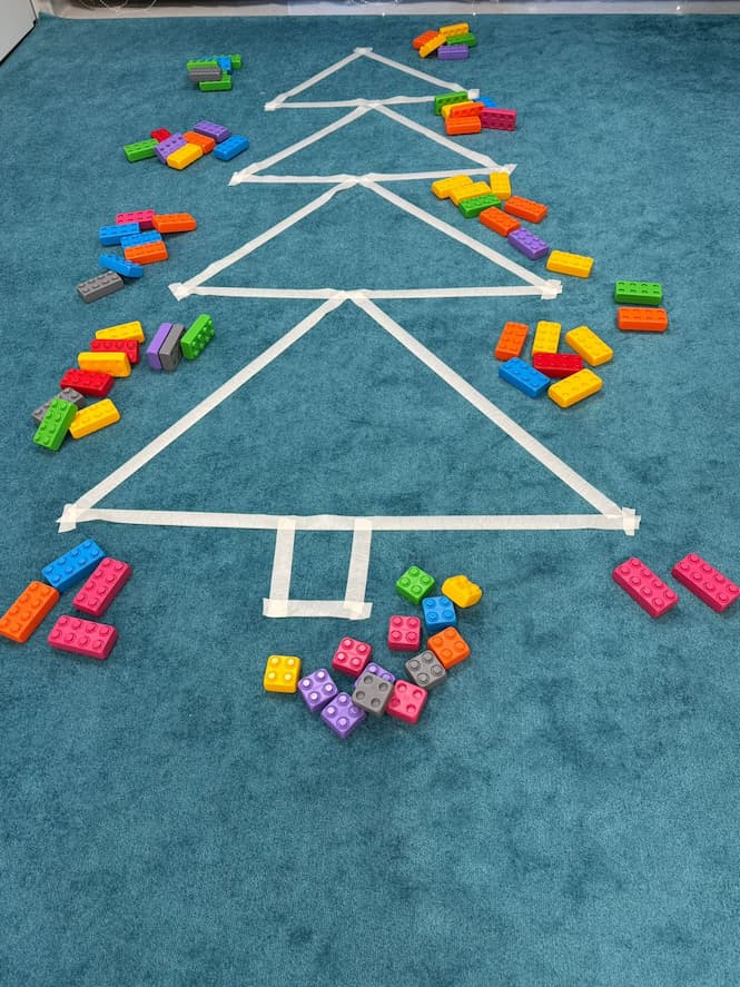 Christmas Block Activities for Toddlers: Easy Giant Floor Christmas Tree Game