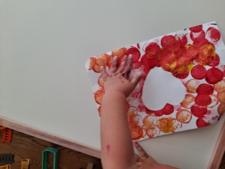 Heart Sponge Painting Activity for Toddlers (Easy Process Art)