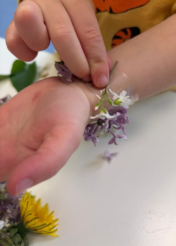 Nature Bracelets Kids Will Love: Easy Spring Flower Craft for Toddlers