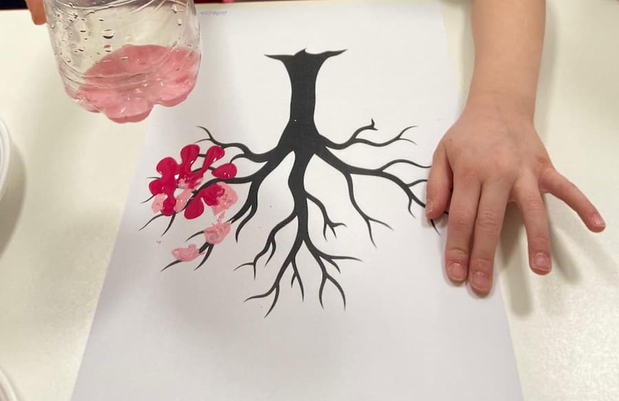 Cherry Blossom Tree Painting for Kids