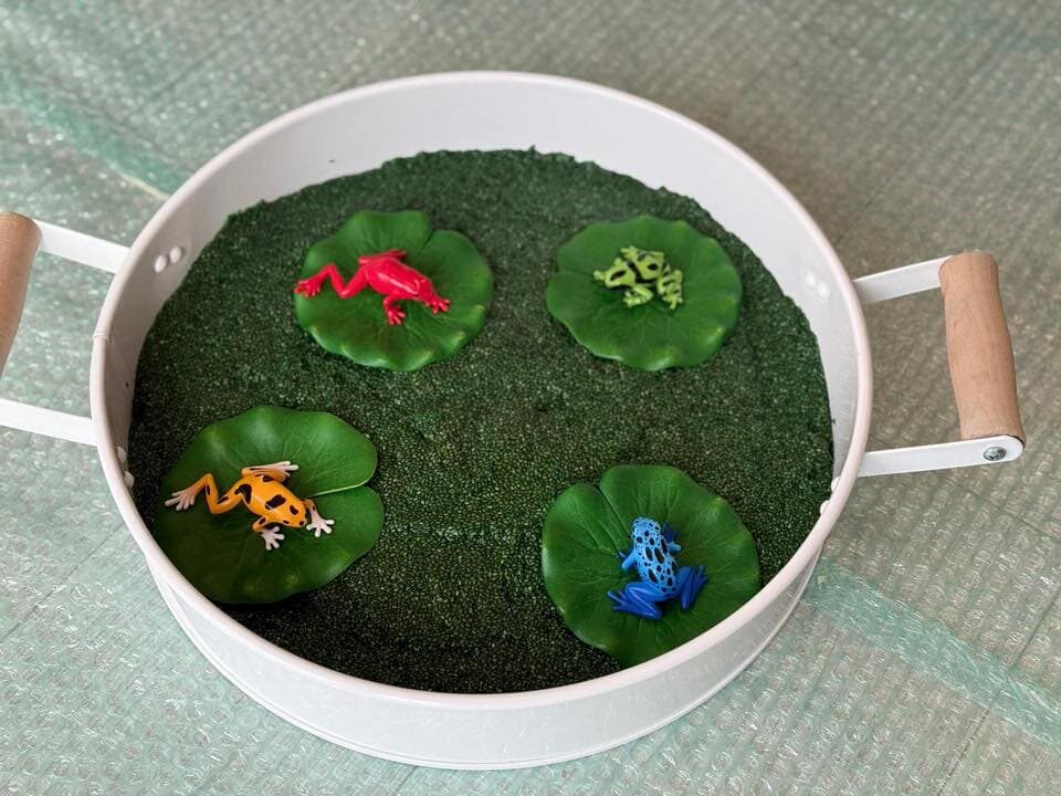 Frog pond sensory bin