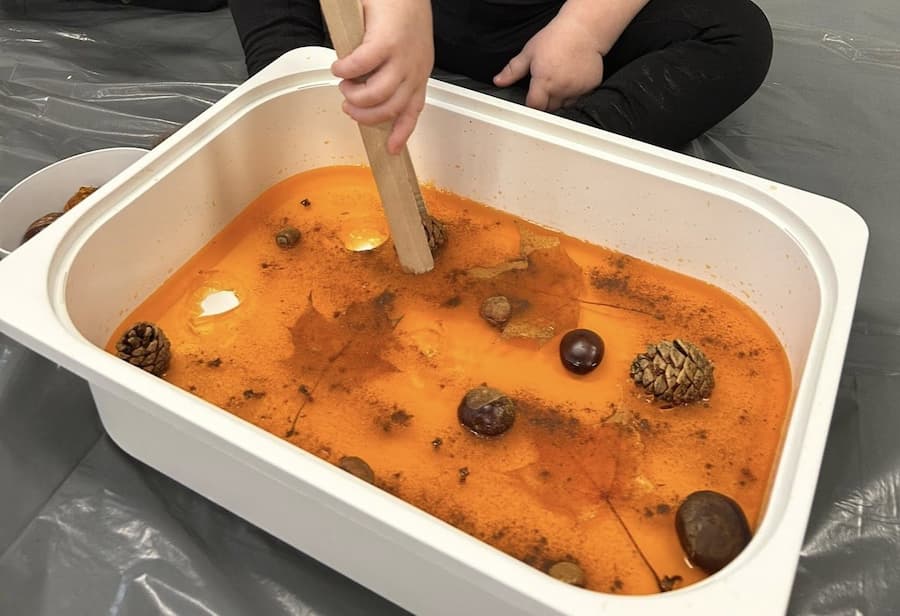 Fall Sensory Bin Toddlers Will Love (Easy Jell-O Activity)