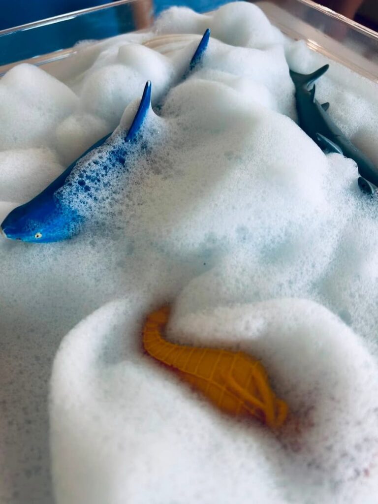 Ocean Bubble Foam Sensory Bin