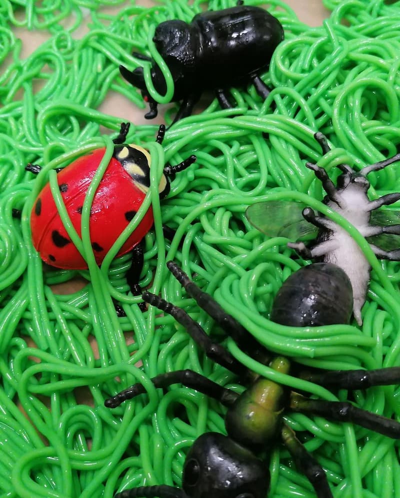 Creepy Crawly Spider Spaghetti Sensory Bin