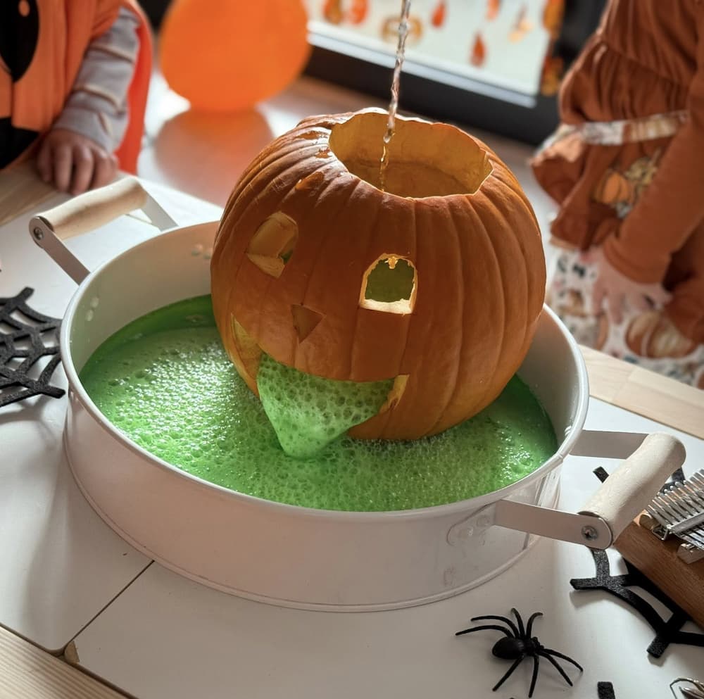Fizzing Pumpkin Volcano Experiment
