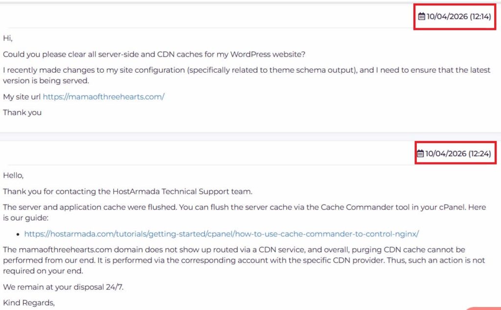 My real HostArmada support experience